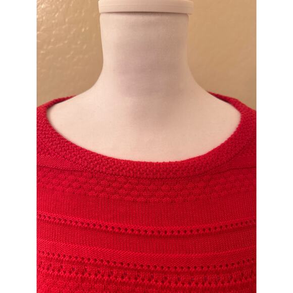 Ann Taylor LOFT Red Long Sleeve Sweater Stripe Pattern 100% Cotton Size Small - Picture 4 of 9